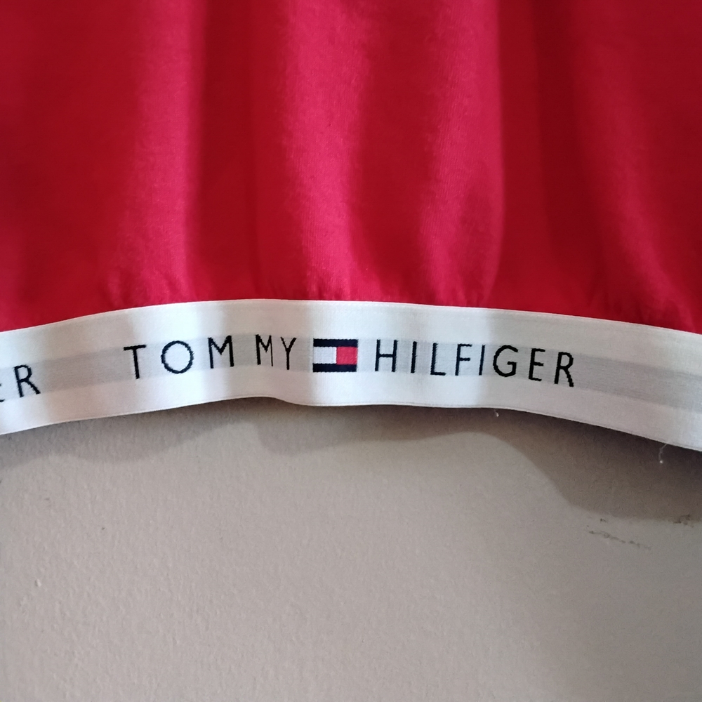 Vintage Tommy Hilfiger Red Cropped V-Neck French Terry Long Sleeve – Medium EUC - Picture 7 of 16